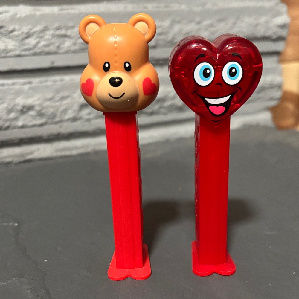 Valentine Bear and Heart Candy PEZ Dispensers